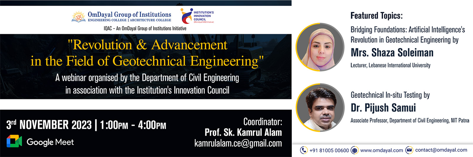 Webinar on - Revolution and Advancement in the Field of Geotechnical Engineering